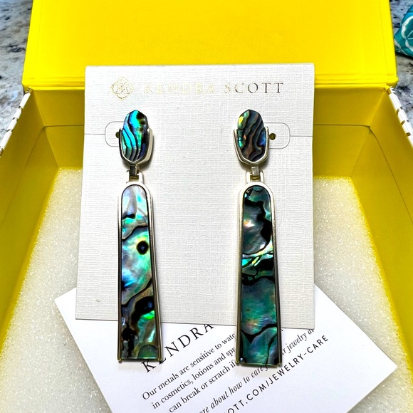 NWT Kendra Scott Carson Earrings Abalone & Yellow Gold Rare & Retired Beautiful! - Picture 5 of 7